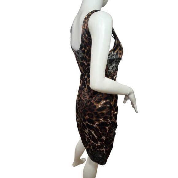 Bisou Bisou Dress 4 Mini Animal Print Brown Grey Sleeveless Party Occasion Gift - Picture 3 of 17